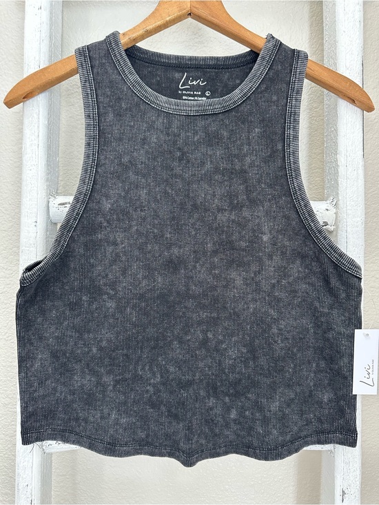 Livi by Olivia Rae Tops - NWT Washed Black Ribbed Cropped Tank Top
